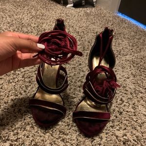 BEBE RED VELVET COLOR HEELS